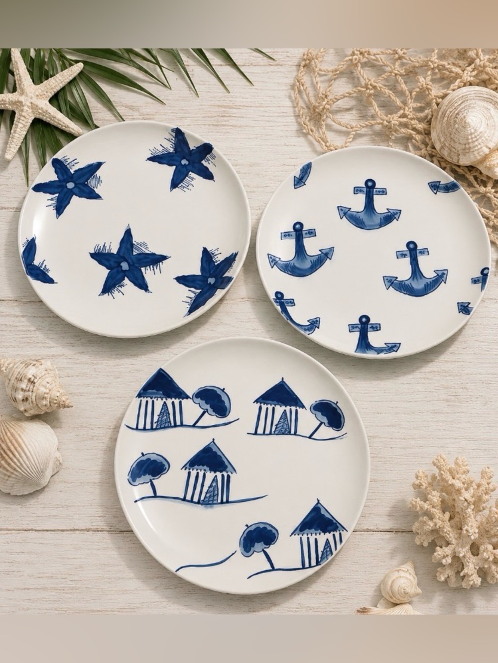 3 -At Home International By The Sea “ 8"  Salad Plates vintage-Trish Richman